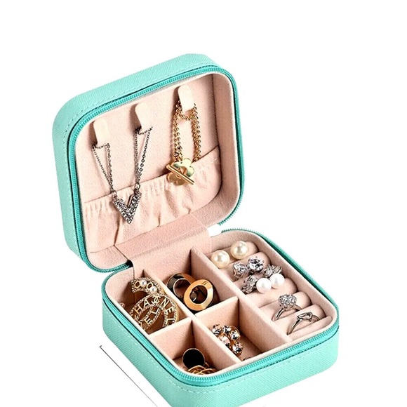 Small PU Leather Jewelry Box Portable Travel Jewellery Ornaments Storage Case - Picture 2 of 7